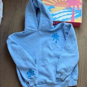 Pink Palm Pull Hoodie blue medium